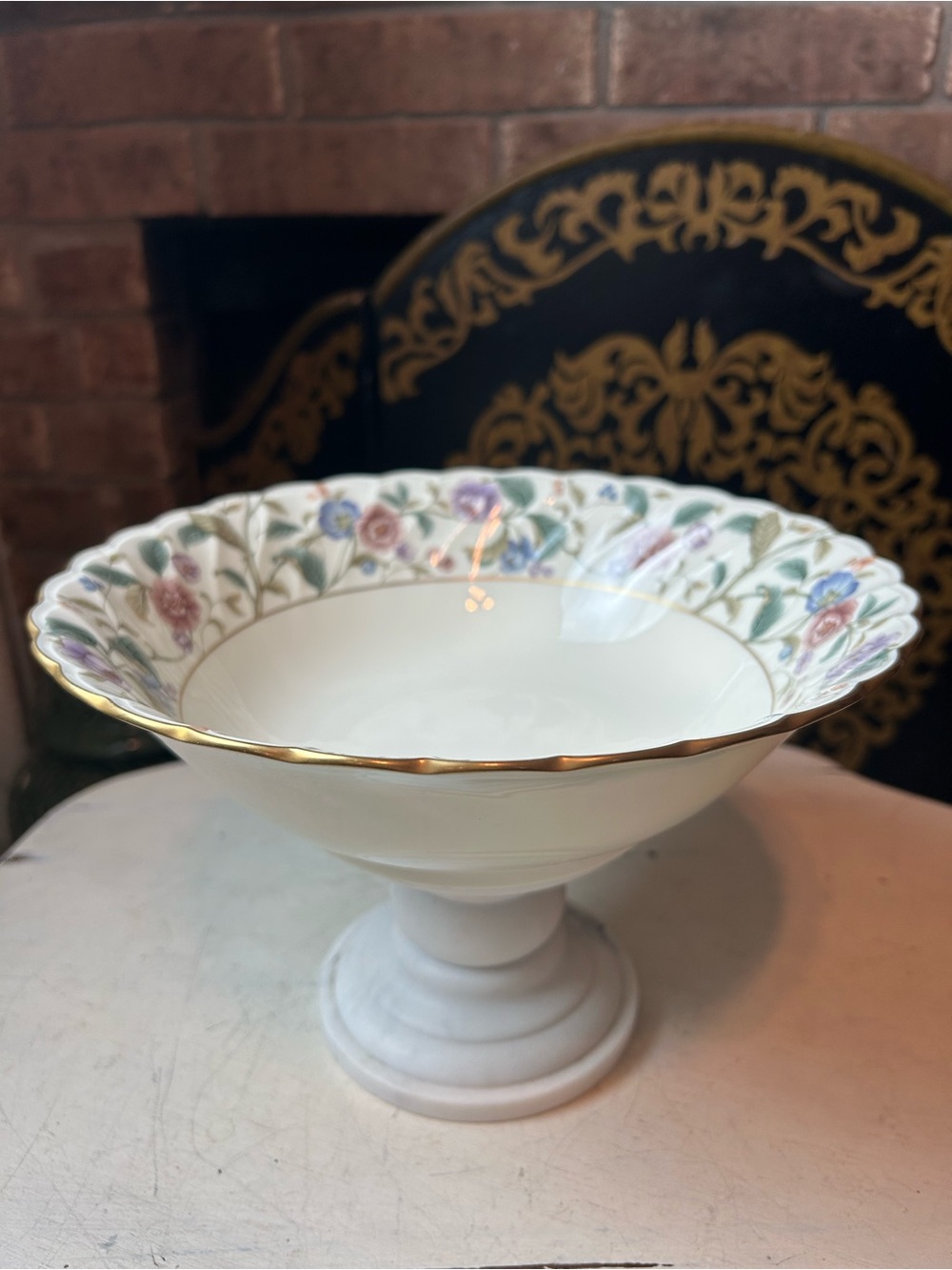 NORITAKE LA PRADA 4703 Bone China 9” Round Vegetable Bowl Gold Cream Floral